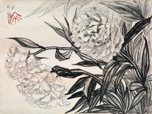王济远 1954年作 芍药 布面油画