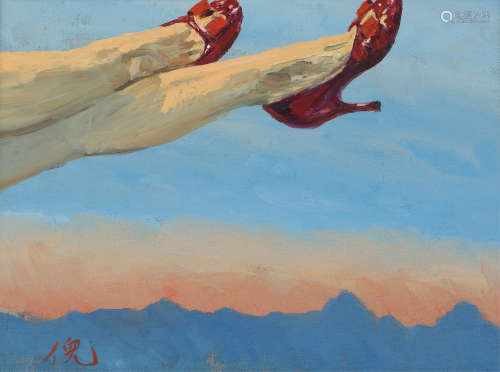 倪军 2010年作 红色高跟鞋 布面油画