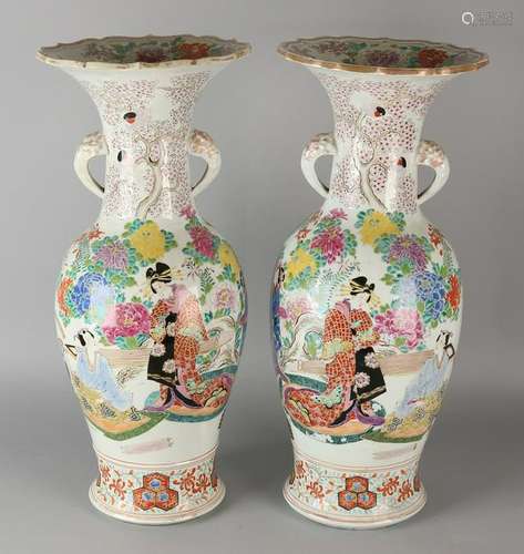 Two large 19th century Japanese porcelain vases with