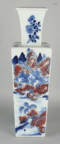 Great ancient Chinese porcelain vase square surrounded