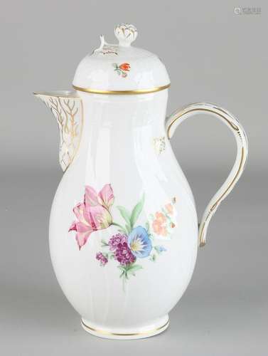 German KPM porcelain mocha can with floral decor. 20th