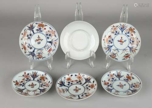 Six 18th century Chinese porcelain cups and saucers