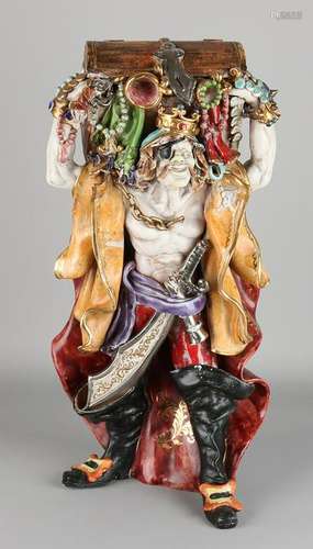 Large polychrome terracotta pirate with gold decor.