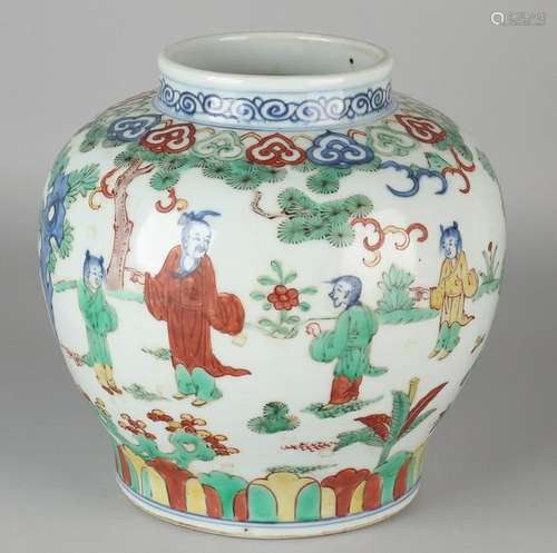 Ancient Chinese porcelain vase Family Rose with figures