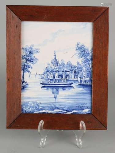 Antique Delft plaque 18th century idea. Havengezicht