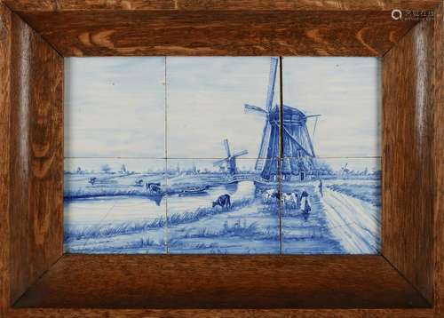 Antique Hollands Delft 6-pass tile panel with mill