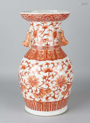 Ancient Chinese porcelain vase with milk and blood.