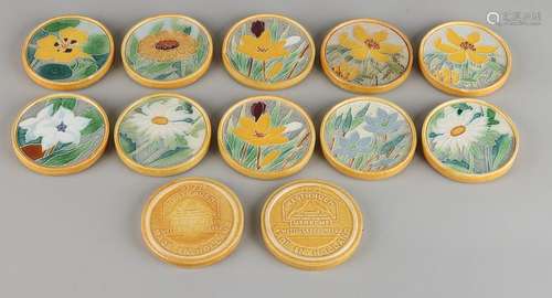 Twelve antique Dutch Utrecht Westraven bowls, coasters