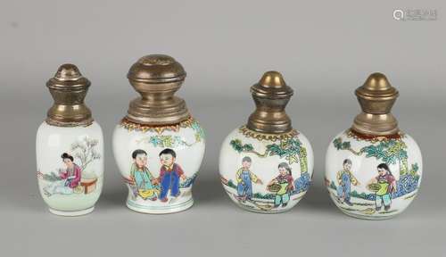 Four antique Chinese porcelain Republican cover jars