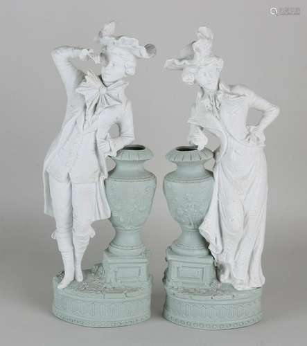 Two antique Bisquit porcelain figures. Circa 1900.