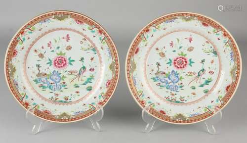 Two 18th century Chinese porcelain Family Rose plates