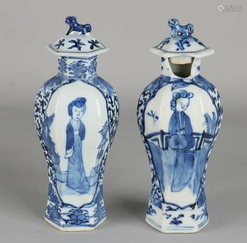 Twice broken Chinese porcelain. Twice Kang Xi vase.