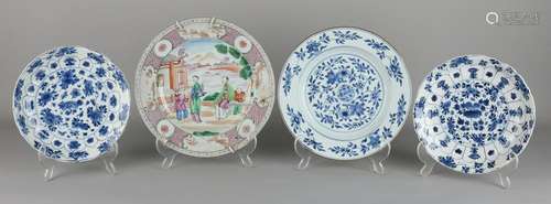 Four pieces of 18th century Chinese porcelain plates.