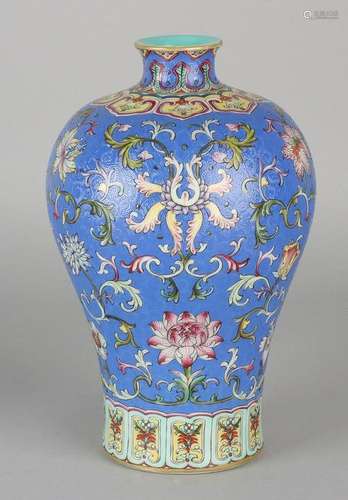 Ancient Chinese porcelain vase with blue glaze