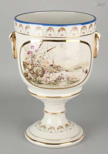 Large 19th century French porcelain vase with scenery /