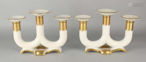 Two major German porcelain Art Deco-style candle