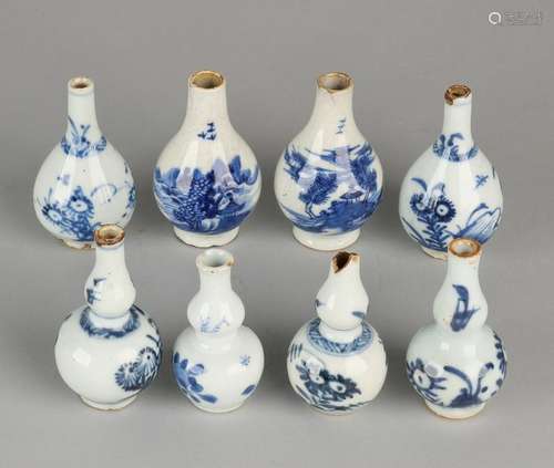 Eight antique Chinese porcelain miniature vases. 19th