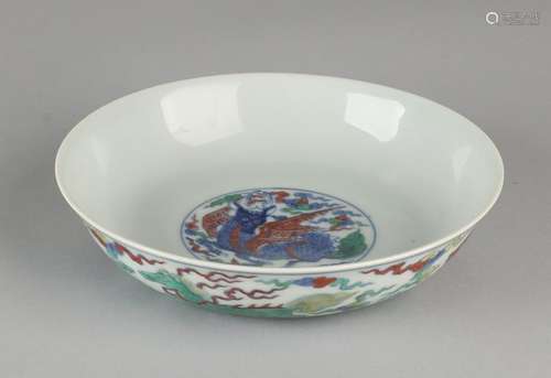 Big old Chinese porcelain bowl flat horse / dragon