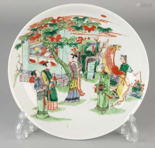 Old / antique Chinese porcelain Family Verte plate.