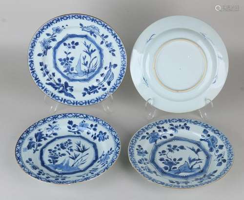 Four 18th - 19th century Chinese porcelain plates with