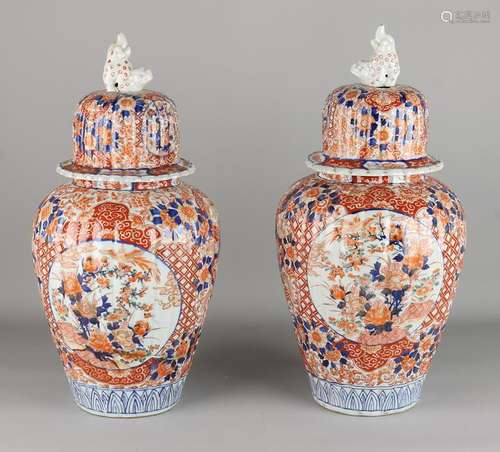 Two large 19th century Japanese Imari porcelain covered