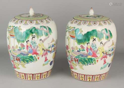 Two big old / antique Chinese porcelain vases Family