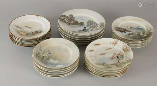 Thirty pieces of 19th century Japanese hand-painted