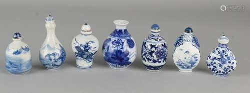 Seven times ancient Chinese porcelain. Vases + snuff