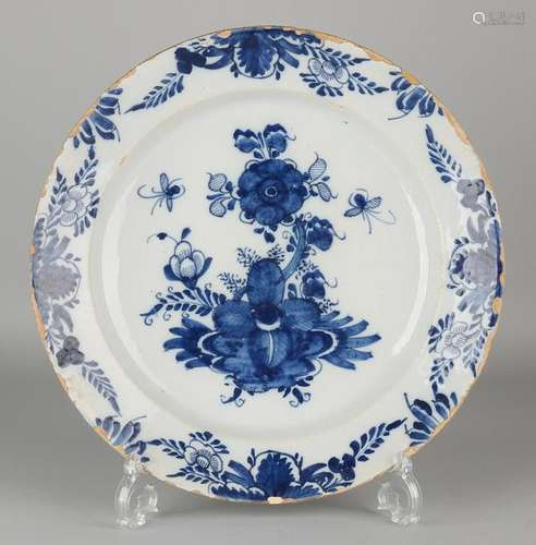 Large 18th century Delft Fayence decorative plate with