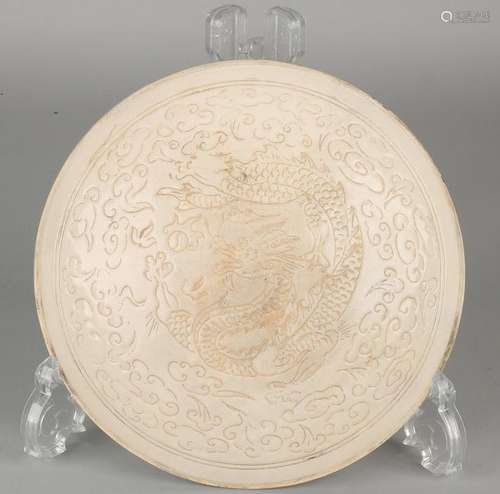 Old / antique Chinese porcelain dish with creamy icing