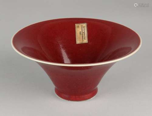 Old / antique Chinese porcelain bowl with red icing and