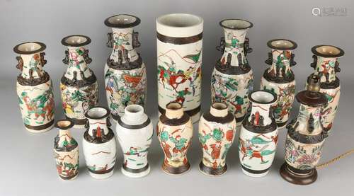 Lot old / antique Chinese porcelain. Cantonese vases.