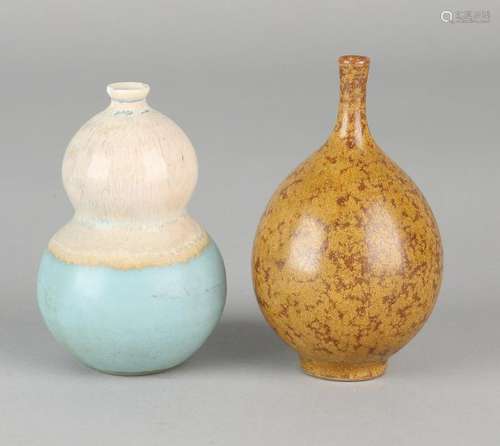 Two old / antique Chinese miniature vases. Nodule Vase