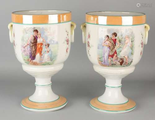 Two large 19th century porcelain vases crater with