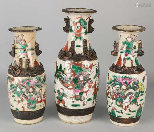 Three antique Chinese porcelain vases with Cantonese