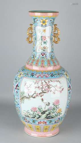 Great ancient Chinese Family Rose vase with floral /