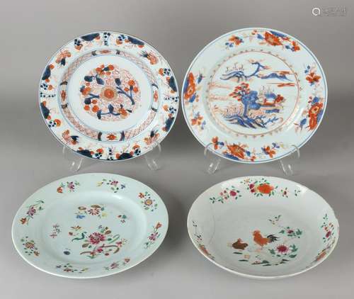 Four antique Chinese dishes. Comprising: Twice Imari,