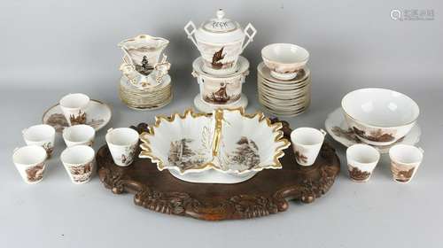 19th Century hand-painted porcelain tea set with blind