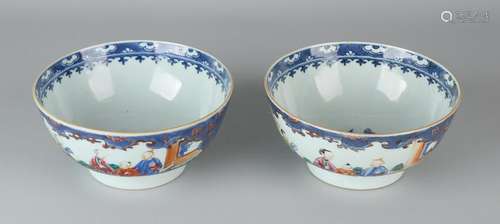 Two large 18th century Chinese porcelain bowls with