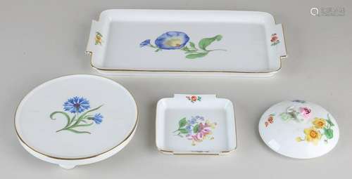 Four times German Meissen porcelain. Floral. 20th