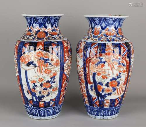 Two large 19th century ribbed Imari porcelain