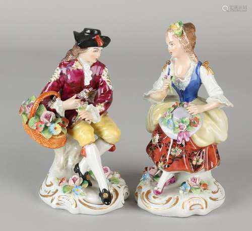 Two old German Sitzendorf porcelain figures. Man and