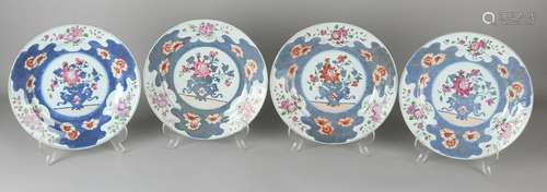 Four 18th century Chinese Imari porcelain plates with