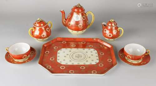 Six-piece antique Japanese porcelain tea set tête à