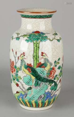 Ancient Chinese porcelain vase with crackle glaze.