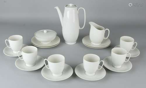 Nine-piece white Mosa Select Maastricht tea set. 20th