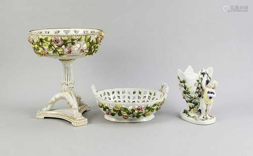 Three parts Schierholz / Plaue porcelain. 20th century.