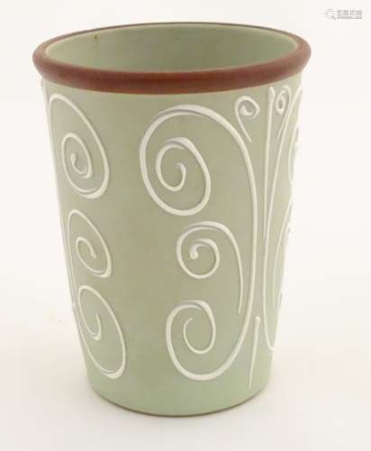 A Denby stoneware vase in the Ferndale pattern,