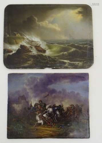 Two painted tiles,