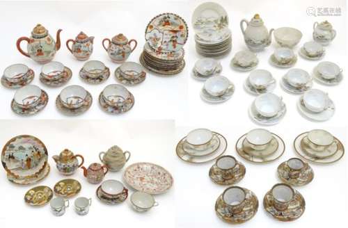 A large quantity of assorted, hand painted Japanese eggshell tea wares,